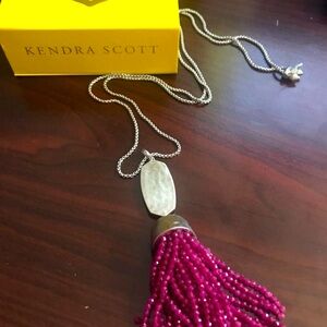 Burgundy and silver Kendra Scott necklace (long)
